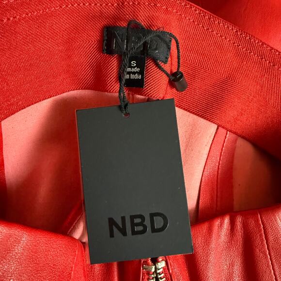 NBD NEW Nova 100% Leather Pant in Cabernet Size S Front Zipper Closure - Picture 7 of 8